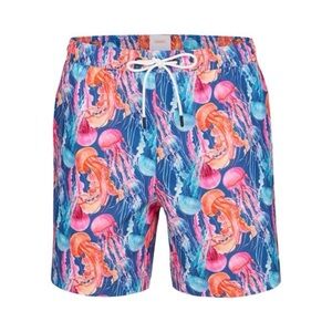 NWOT Swims Bari Jellyfish Swim Shorts Men's Medium Blue Elastic Drawstring Waist